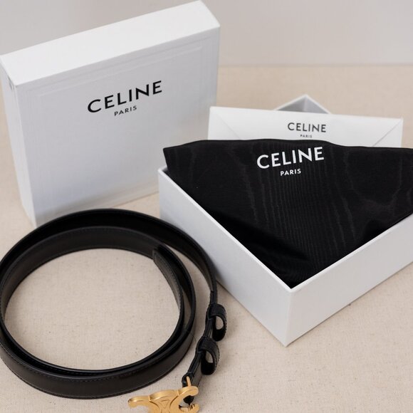CELINE Medium Triomphe Belt in Taurillon Leather Size 95 - Picture 2 of 10